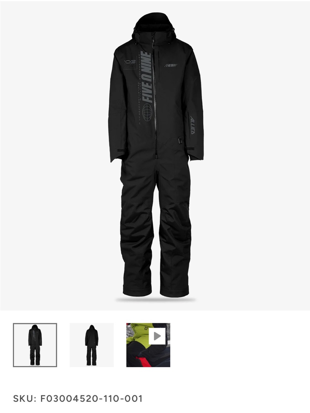 5 o 9- Allied 2.0 insulated Mono Suit Youth L Black never worn